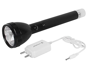 JY SUPER Rechargeable LED Flashlight with HIGH Power 2W Torch Cum LAMP(27cm, Black)., Aluminum