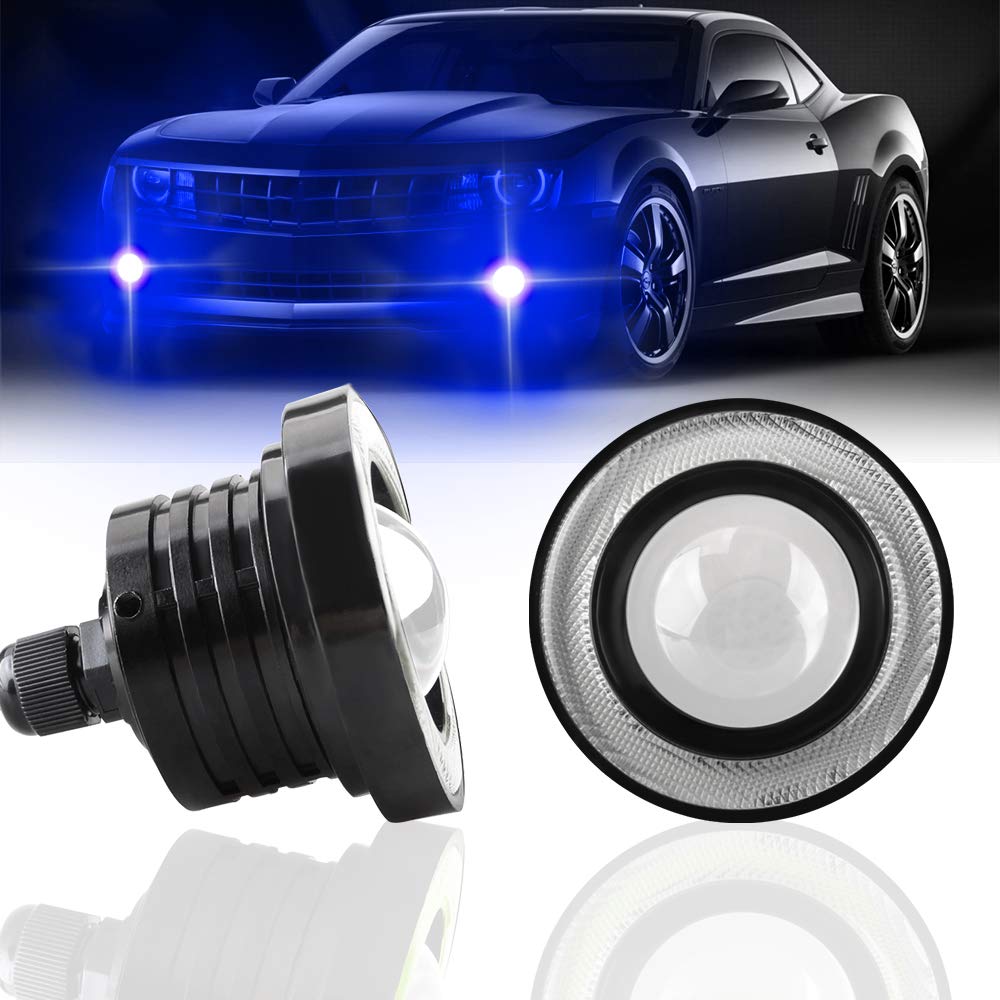KaiDengZhe 2PCS Super Bright 2.5" Projector Universal LED Fog Light 12V 10W Blue COB Halo Angel Eye Rings For Moto Headlight Car Daytime Running Light DRL Driving Light Fog Light Bulb