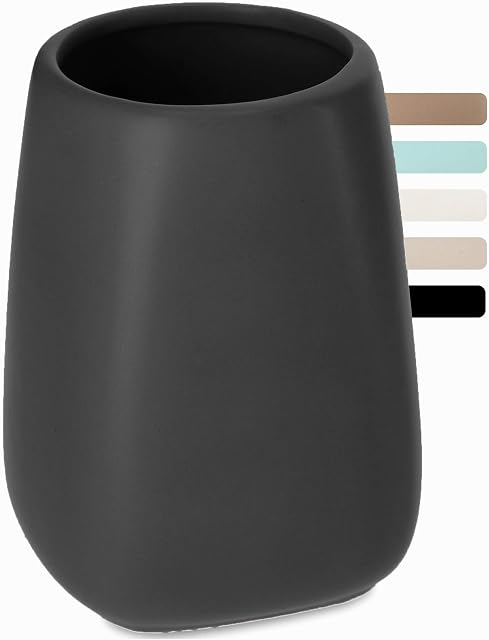 KADAX Ceramic Toothbrush Cup, Bathroom Mat Mug, Bathroom Cup, Toothbrush Holder for Bathroom, Toothbrush, Toothpaste, Storage, Bathroom Water Cup (Anthracite)