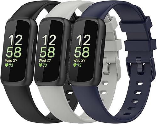 Paquete de 3 bandas compatibles con Fitbit Inspire 3 bandas para mujeres y hombres, correas deportivas de repuesto de silicona suave para Fitbit