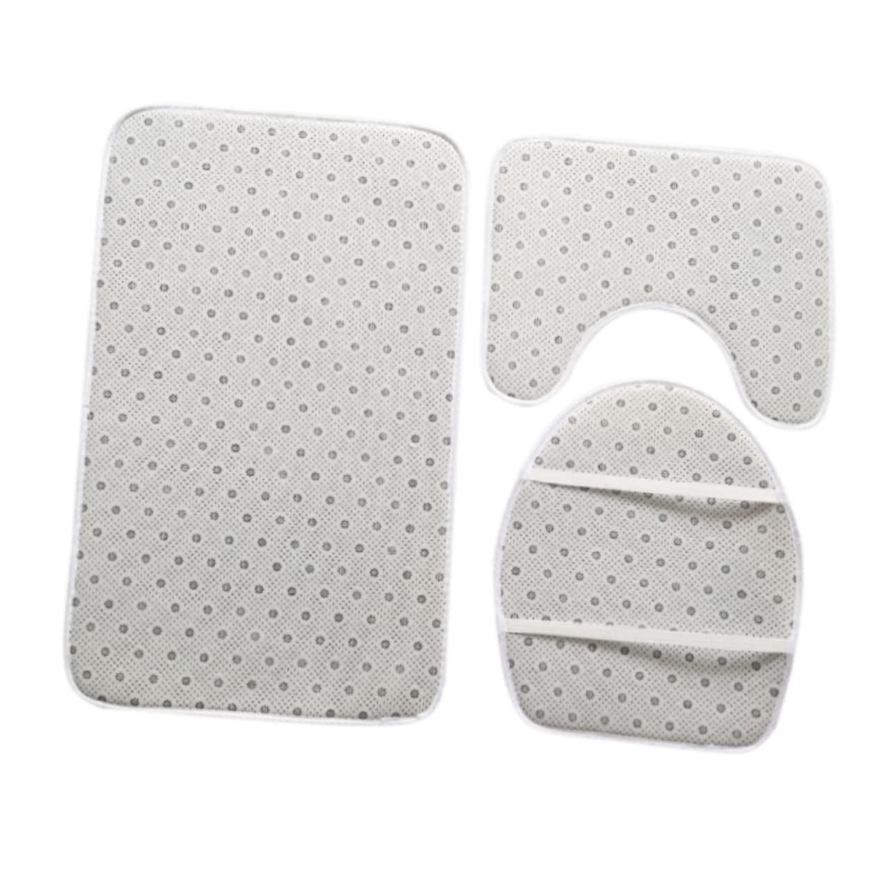 Wc Fußmatten rutschfeste Badezimmermatte 3 Stück mit 3D-strandmuster aus Polyester Waschbar und Leicht zu Reinigen für Toilettensitz und Boden