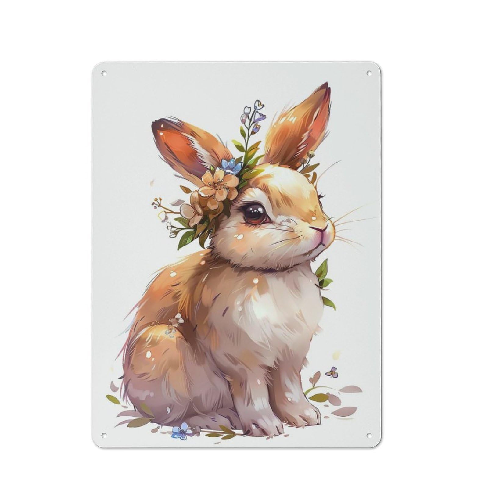 Junmoney Style-8 Metal Wall Sign 40X30cm Featuring Rabbit Flower For Workshop Wall, For Room Styling Across Workshops And Hobby Rooms