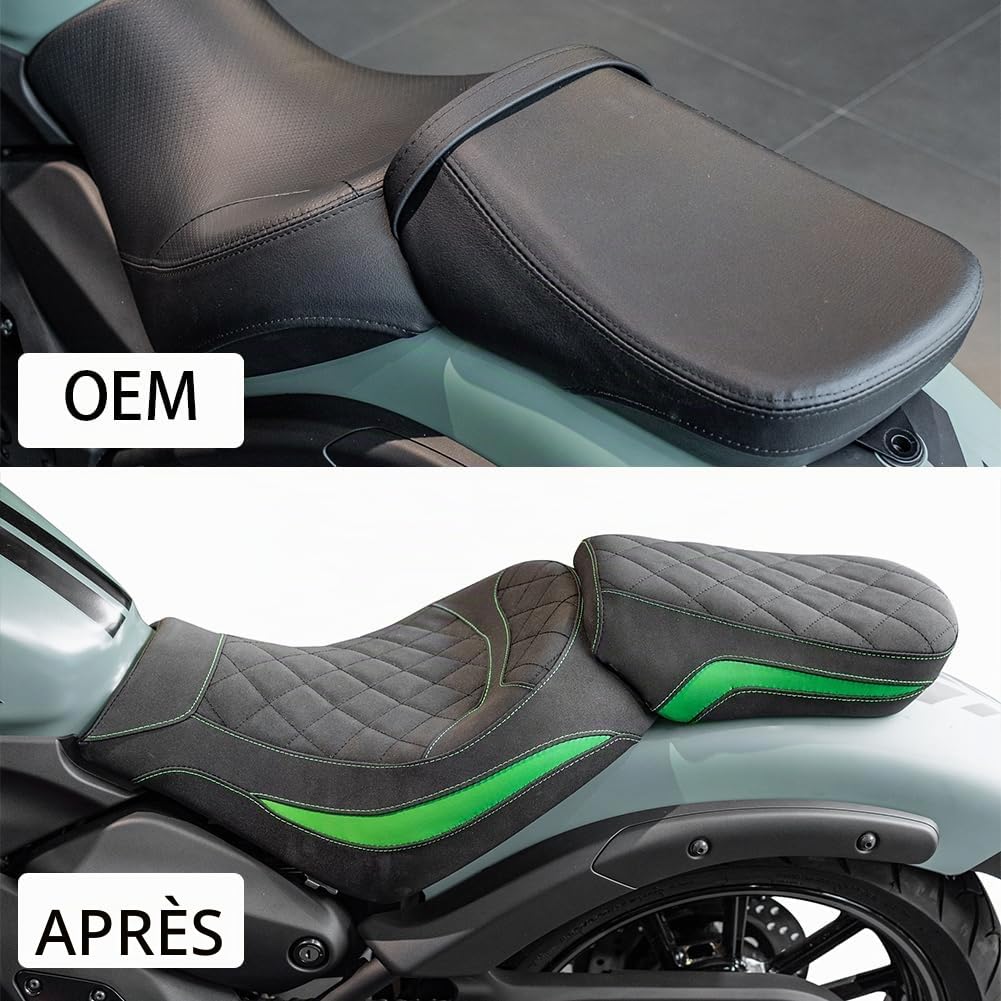 Sièges complet pour Vulcan S 650 EN650 VN650 2015-2024 2025 2026 Moto Avant et Arrière Conducteur Passager Coussin de Selle - Noir