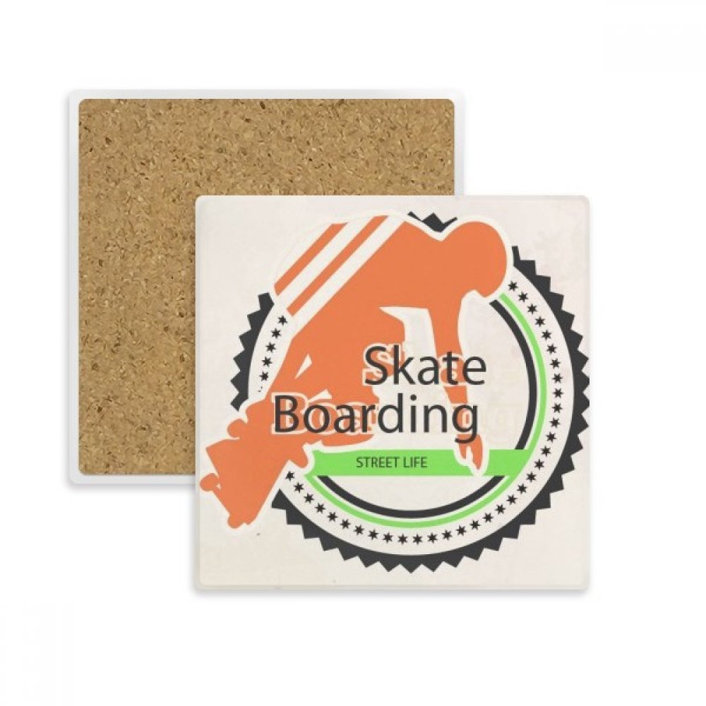 Skate boarding dessous de verre carré en pierre absorbante contre les taches d'eau