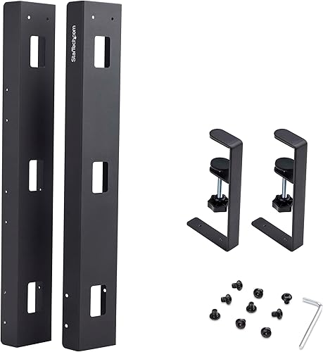 Miniatura 8 de StarTech.com Bandeja de gestión de cables debajo del escritorio, longitud ajustable, instalación con abrazadera, no requiere perforación, negro