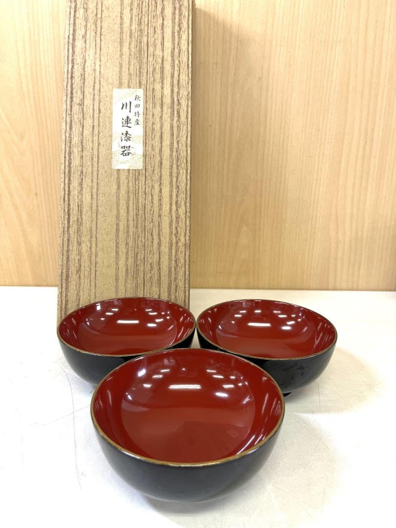 Amazon.co.jp: 川連漆器 汁椀 3個セット 伝統工芸品共箱 : ホーム