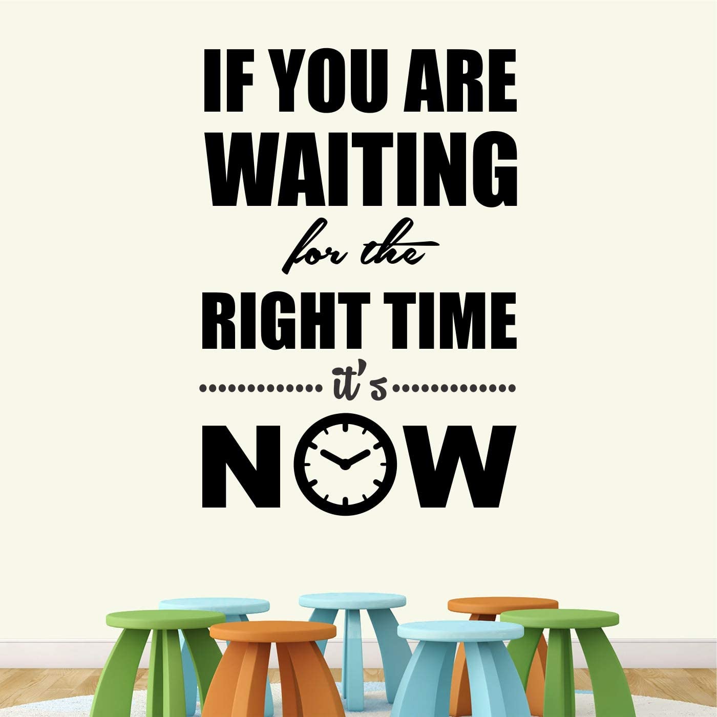 Kaushiki 'The Right Time Its Now- Office - Inspirational - Motivational - Quotes - Wall Sticker ' (Large Multi Colour, Vinyl - 70cm X 50 cm) Desg - 70-image-0