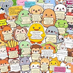 50 calcomanías de animales de apoyo emocional, paquete de calcomanías de afirmación para adultos o niños, lindos amigos inspiradores para botellas de agua, portátiles, teléfonos, vinilo con cita