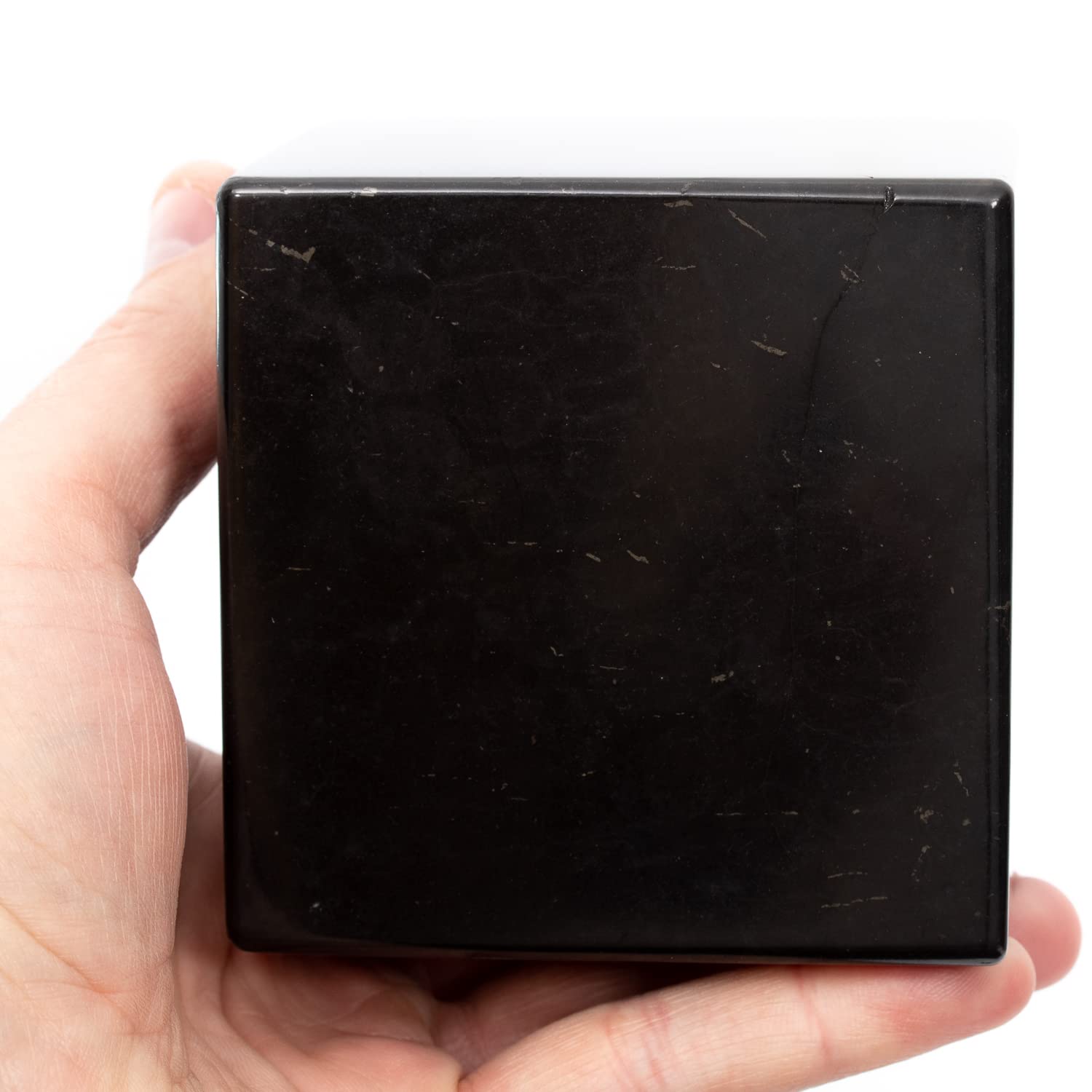 Igox Schungite - Pietre a cubo lucidate, 50 mm, in Pietra Nera, Protezione da shungite, Pietre di Cristallo per Proteggere da EMF ed Energie Negative (5 cm)