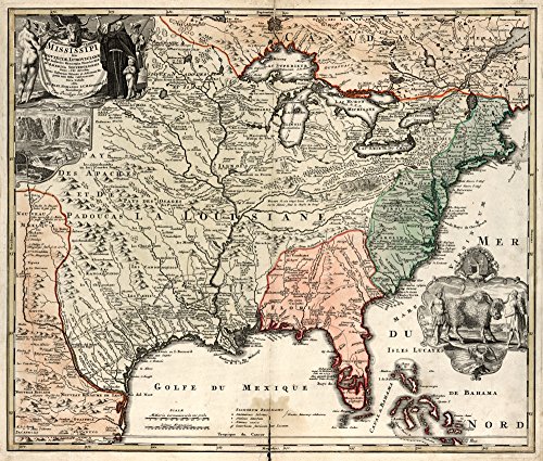 Map America C1720 NAmplissima Regionis Mississipi Seu Provinciae Ludovicianae Map Drawn By Johann Baptist Homann C1720 Engraving Poster Print by (24 x 36)