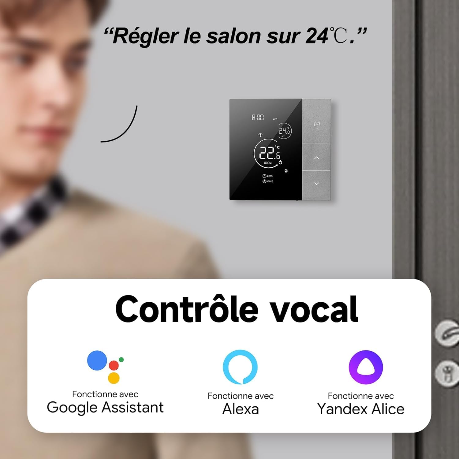 Beok Contrôleur de Température Smart Thermostat WiFi 3A Commande à Distance pour Le Chauffage de Chaudière à Gaz Tuya Smart Life Compatible avec Google Assistant et Alexa Commande Vocale