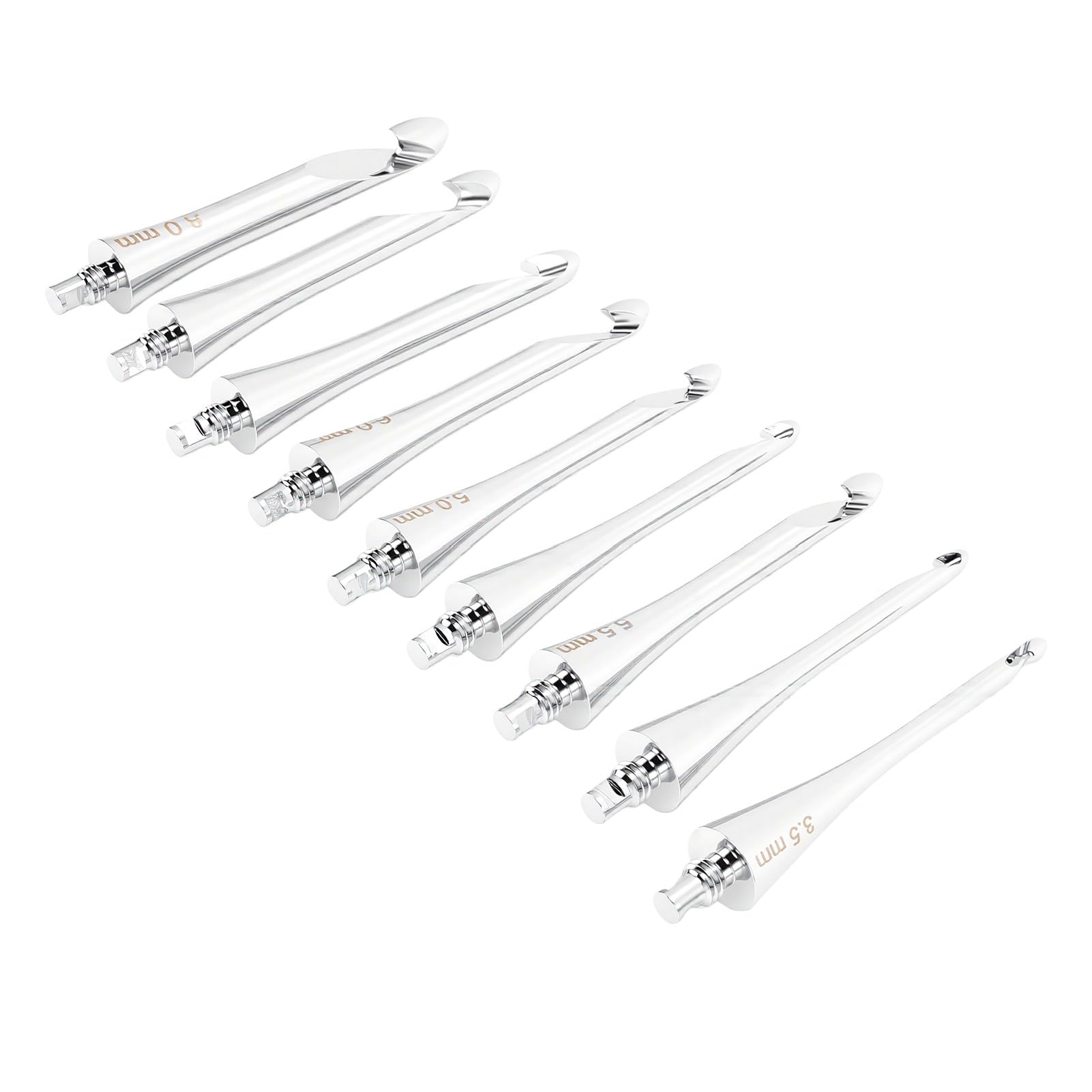 Tnfeeon Zestaw 9 Sztuk Wymiennych Szydełek, 3,5-8,0 Mm, Drewniana Rączka,
