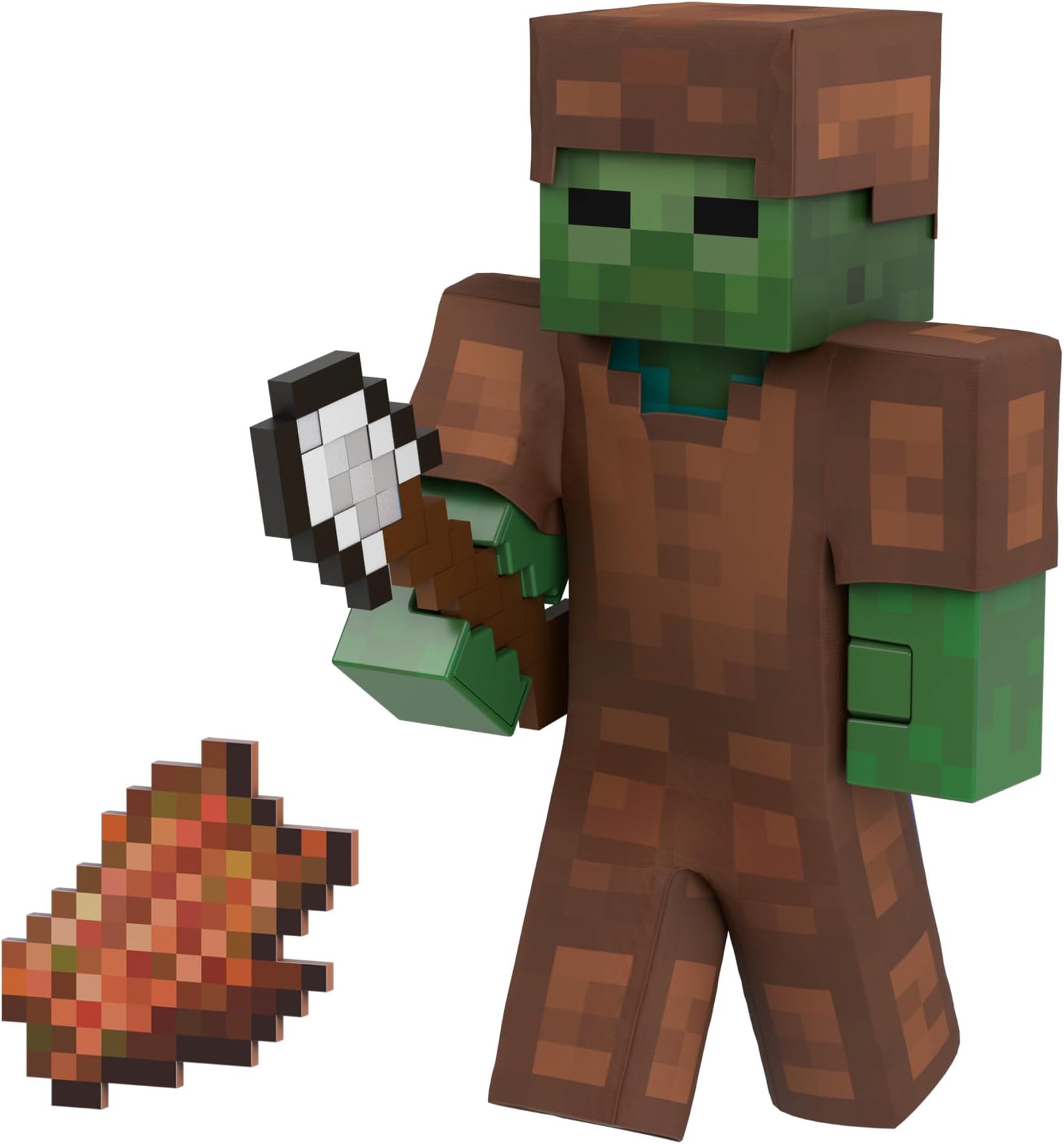 Minecraft Diamond Level Zombie Action Figure with 4 Accessories, 5.5-in Collector Scale & Pixelated Design, HTM05