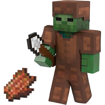 Mattel Minecraft Diamond Level-Zombie Actionfigur mit 4 Zubeh&ouml;rteilen, Sammelfigur, ma&szlig;stabsgetreu zu einer 14 cm gro&szlig;en Figu