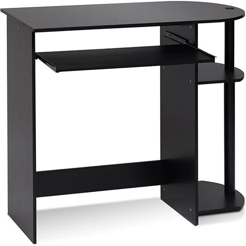 Furinno Simplistic Easy Assembly Computer Desk, With Keyboard Tray, Espresso/Black
