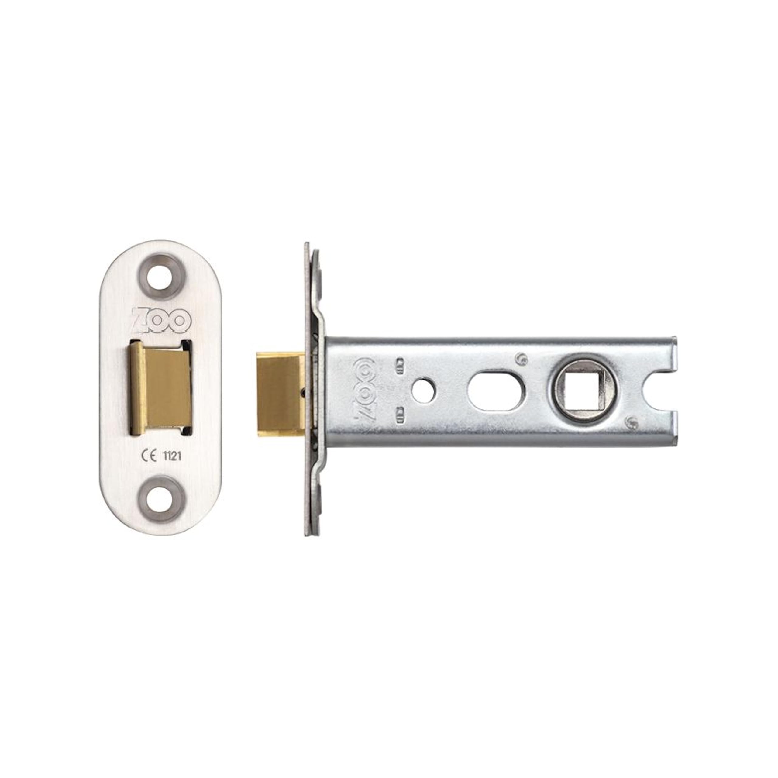Architectural Tubular Latch 76mm with Radius Corner Satin Stainless Steel Forend - 57mm Backset