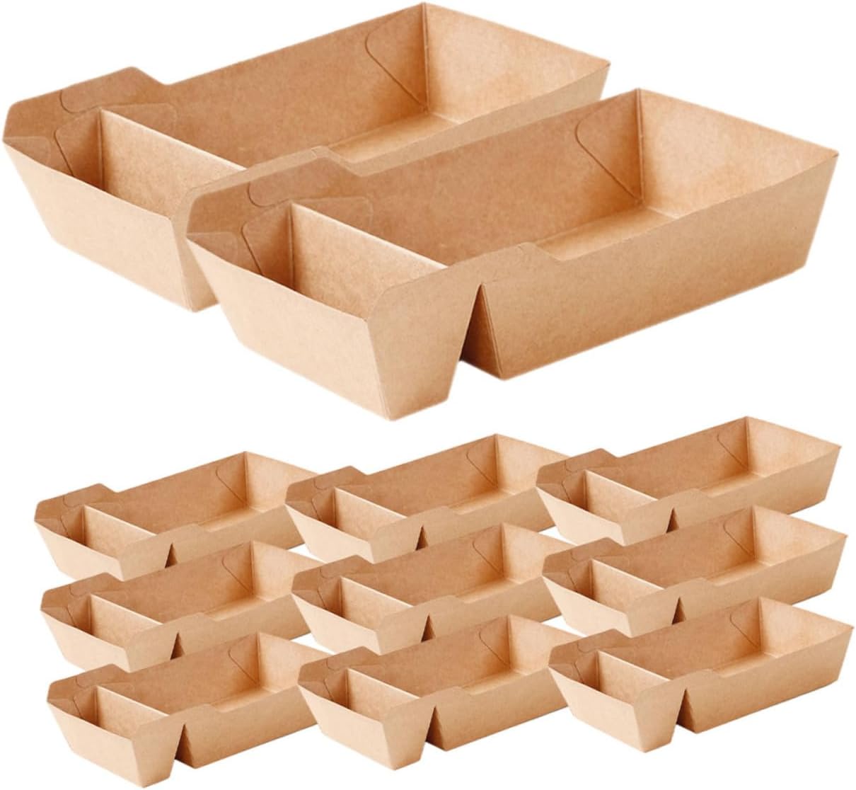 Cabilock 100pcs French Fries Boxes Paper Snack Containers with Unique Compartment Design for Parties Quick Folding Takeout Food Box for Treats and Fried Snacks
