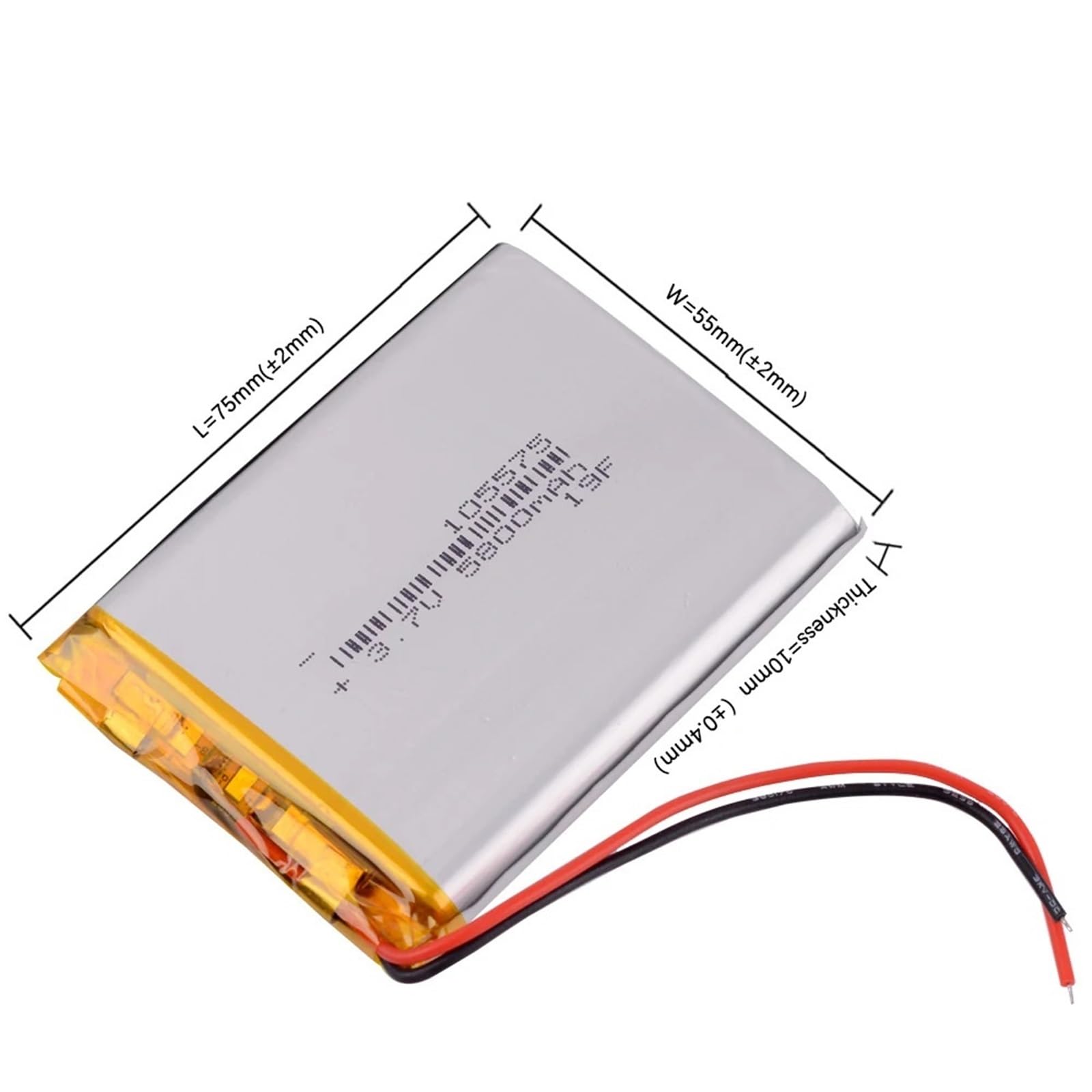 1105575 3,7 V 5000 mAh, 1 pièce(105575 2.0 2P)