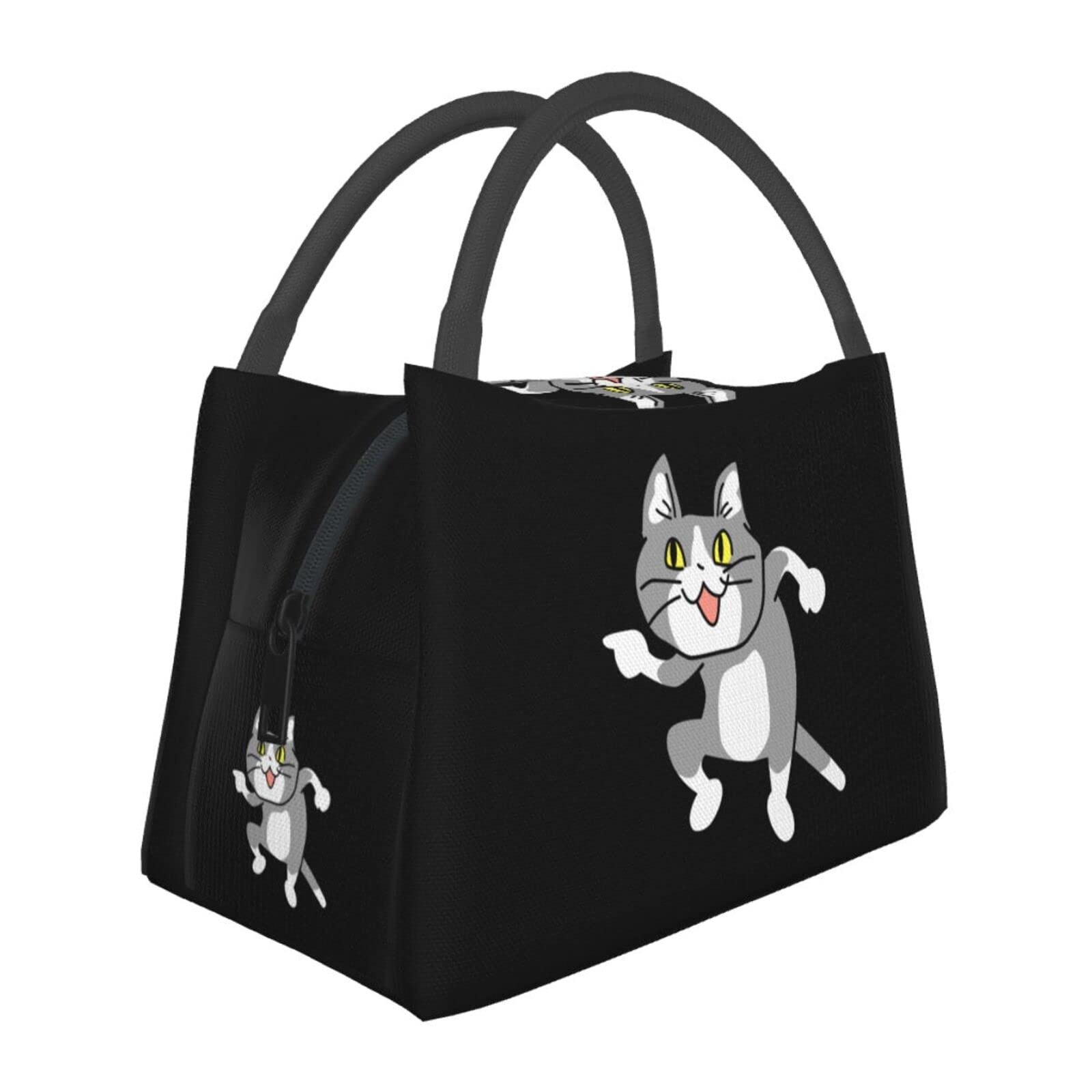 Amazon | 仕事猫 保冷 がま口 ランチバッグ ブラック お弁当箱