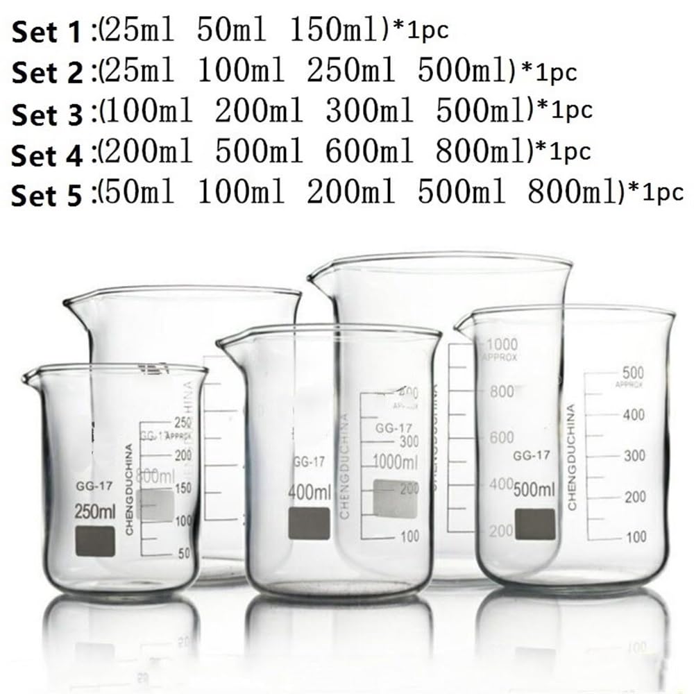 Glasbecher, Borosilikatglas-Becher-Set, Messbecher, 25–800 Ml, Laborausrüstung(4)