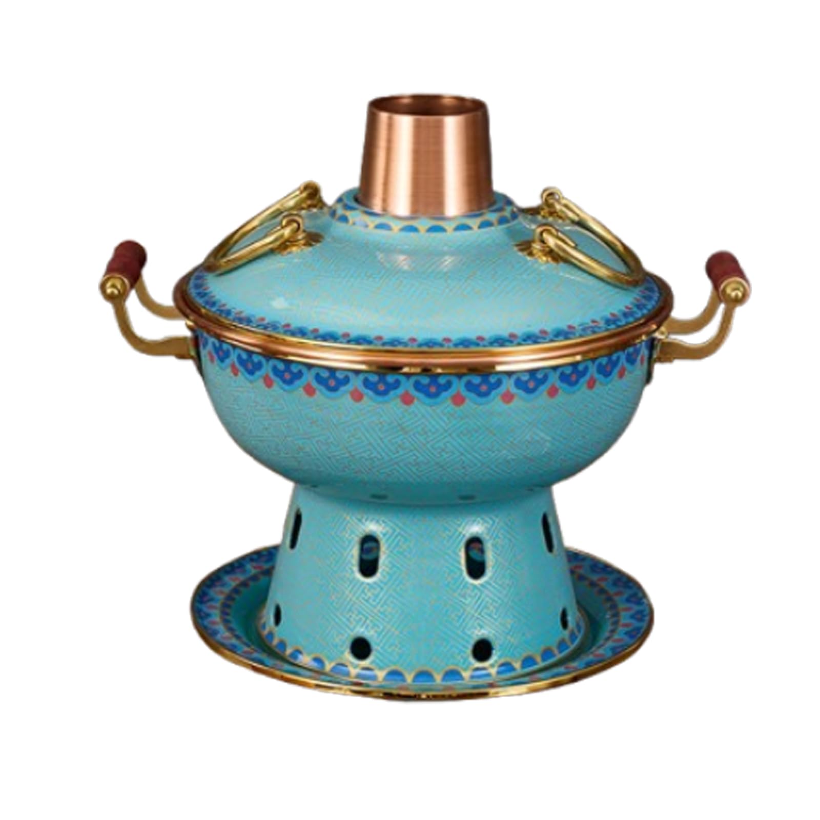 HTTGDGDH Enamel Pot Cloisonne Hot Pot Buffet Hot Soup Pot Copper Single Person Hotpot Sturdy Home Use Shabu Pot Old Beijing Hot Pot,I,H