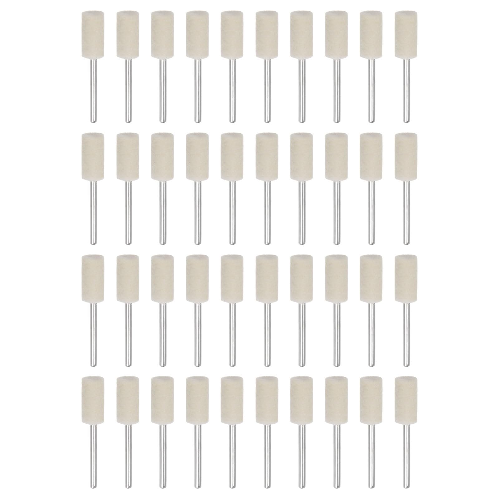 HARFINGTON 40pcs Wool Felt Mounted Mandrel Points 8mm Head 1/8 Inch Shank Cylinder Polishing Bits Burrs Felt Polishing Buffing Wheel for Rotary Tool