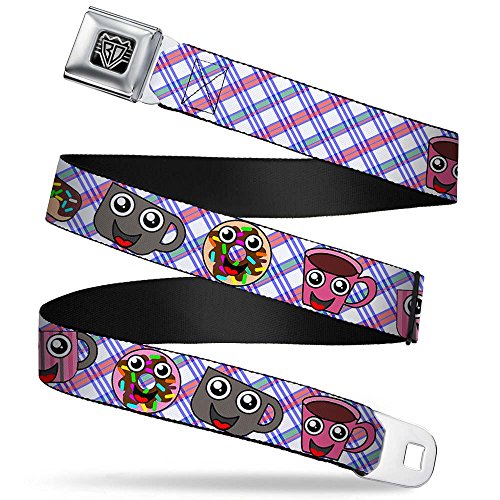 Cinturón de donuts con hebilla metálica de presión y diseño multicolor de dibujos animados
