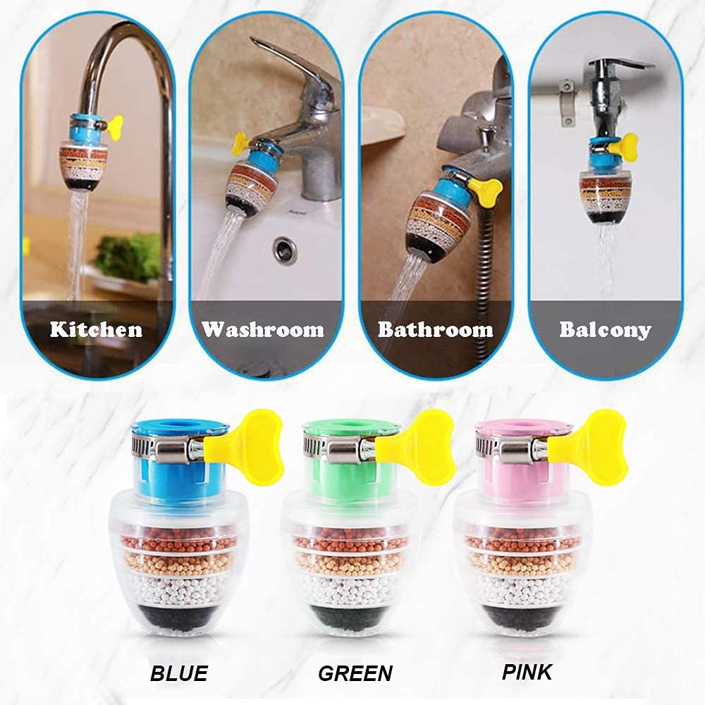 HOSTK 3PCS Faucet Water Filter for Kitchen Sink, Universal Interface Activated Carbon Cleaning Purifier, Splash-Proof and Water-Saving (6-Layer Filtration) 2