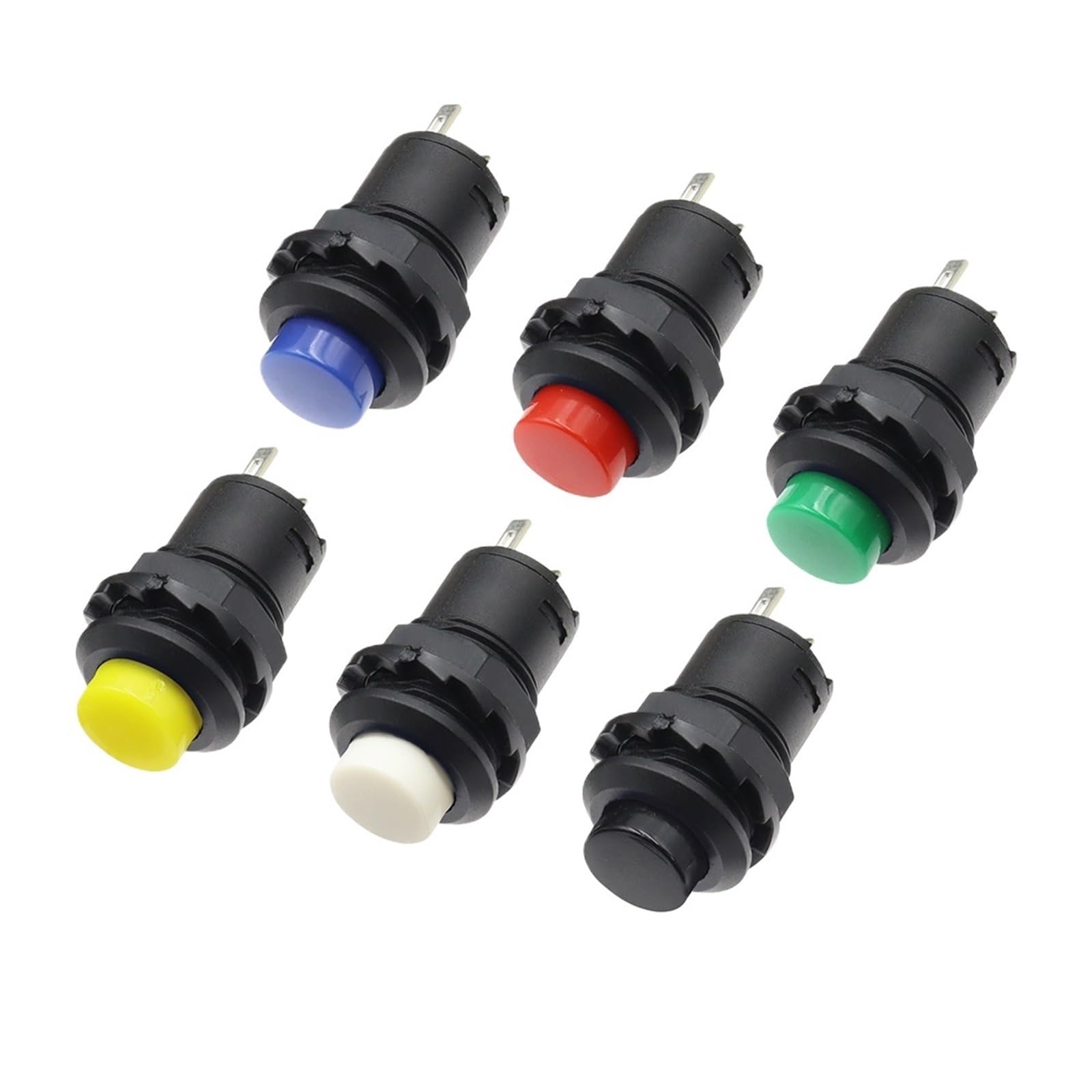AUOQKQUT 6PCS Self locking Pushbutton Switches DS228 DS428 12mm OFF- ON 3A /125VAC 1.5A/250VAC