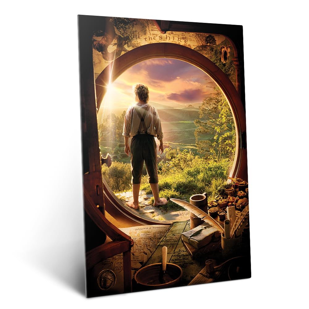 Displate Affiche Métallique Le Seigneur des Anneaux - Middle-Earth - The Hobbit Unexpected Journey - Déco Maison Chambre - Cadeau - Decoration Murale Salon Metal Poster 32 cm x 45 cm
