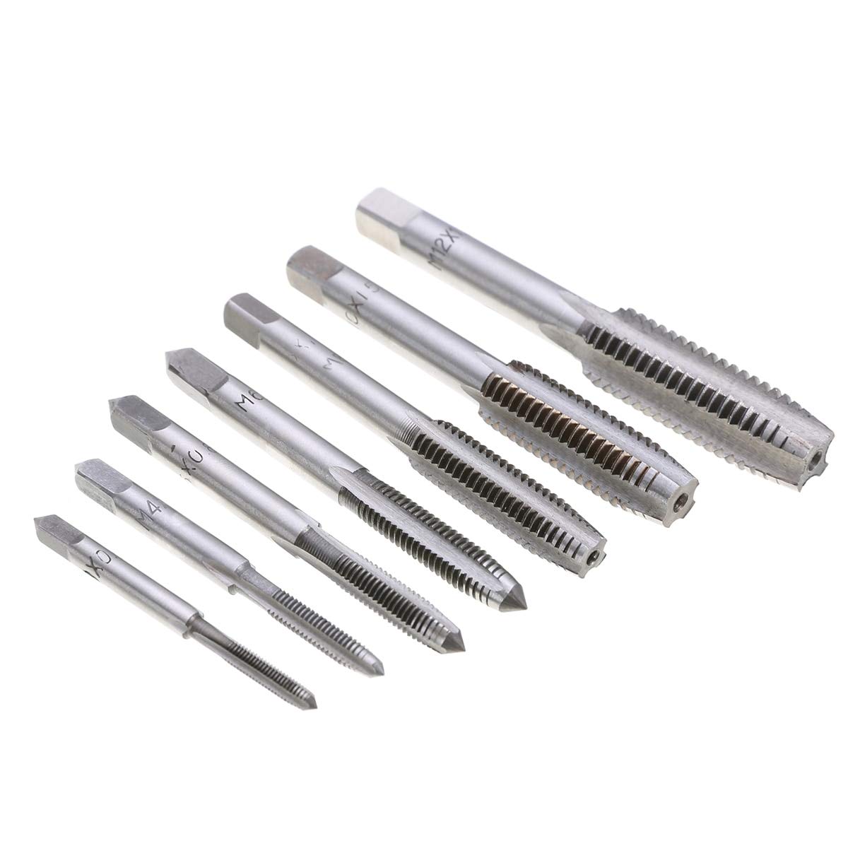 Juego de 7 machos de roscar métricos HSS para Mano Derecha, Paso de 0,5 mm a 1,75 mm, M3, M4, M5, M6, M8, M10 y M12, para Herramientas de carpintería.