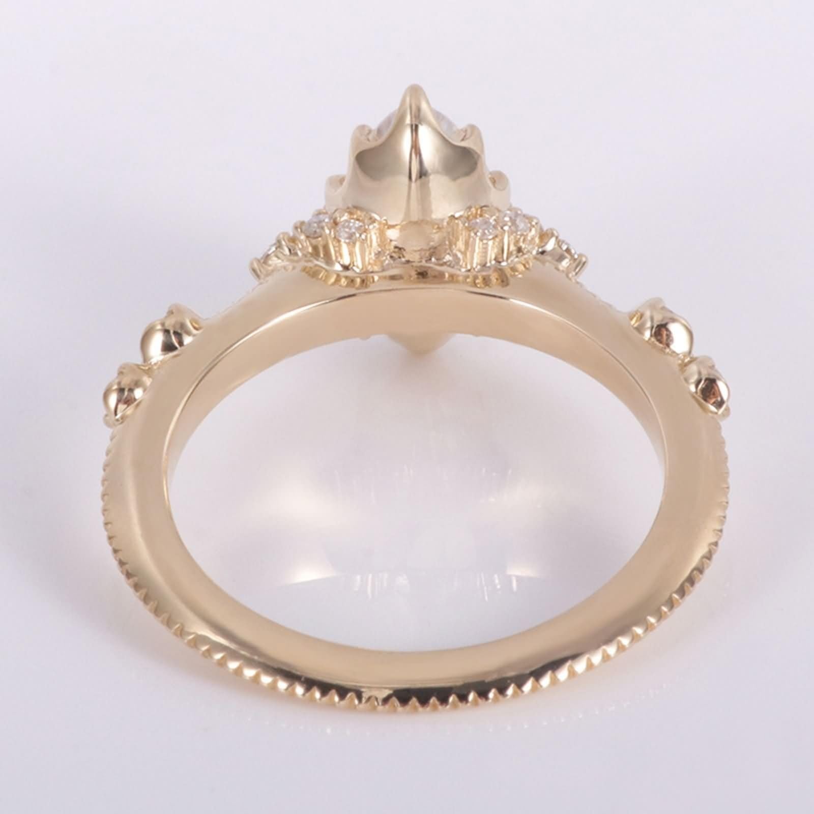 Anillo de oro para mujer 585 de oro auténtico de 14 quilates, anillos de parejas, blanco moissanita, marquesa, anillo de boda con forma de marquesa con moissanita, anillo para mujer
