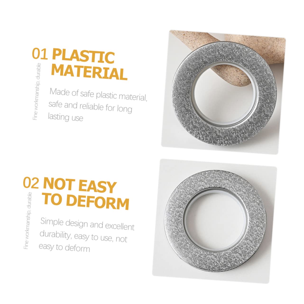 30 Pièces Boucle de Rideau Cercles de Rideaux œillets Crochets Rideaux Crochet pour Rideaux tentures Anneau de glissière de Rideau Anneaux de Rideaux réutilisables Plastique