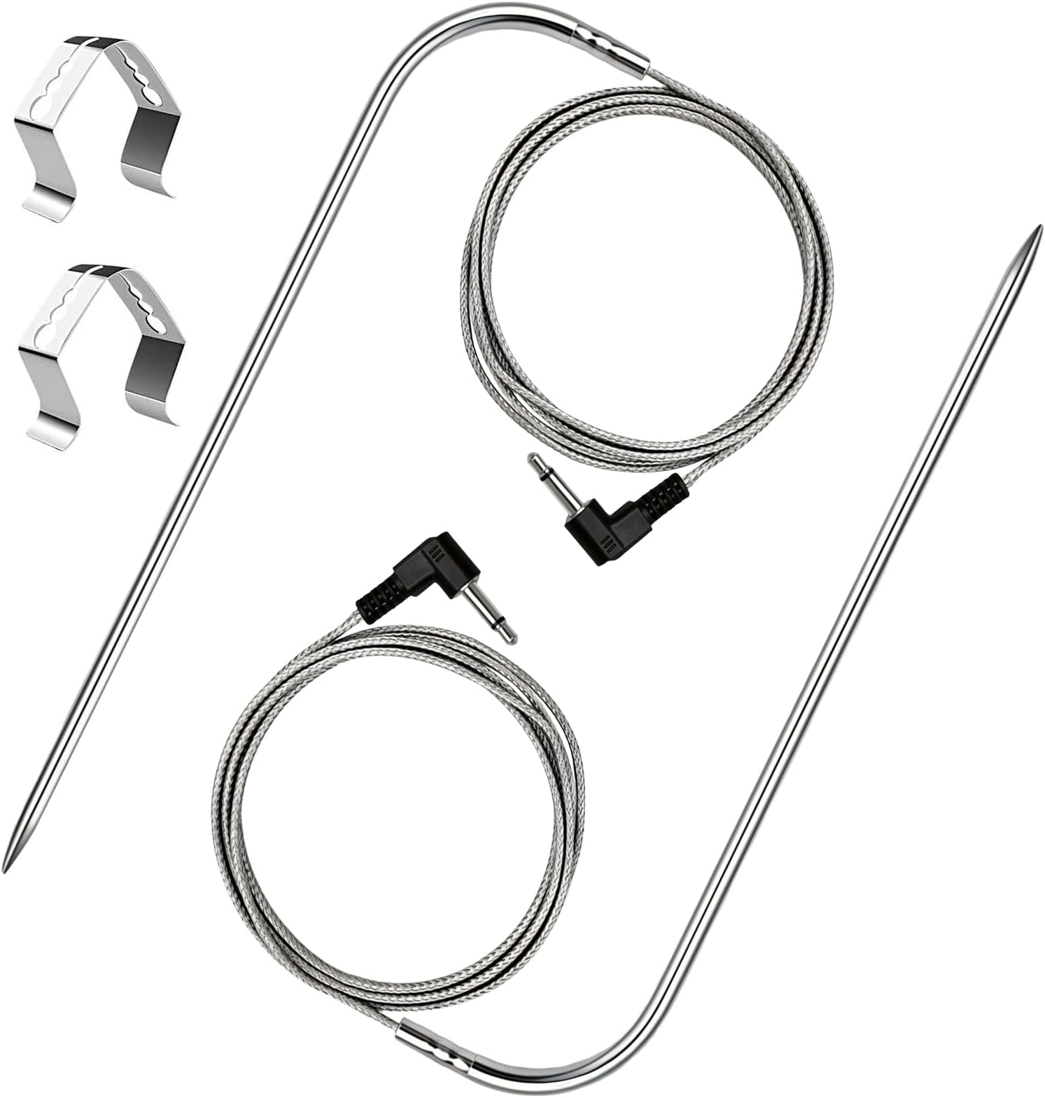 Replacement for Pit Boss Meat Probe Pellet Grills and Pellet Smokers Parts,2pc Waterproof BBQ Temperature Probe,3.5 mm Plug,Equipped with Stainless Steel Grill Holder 2pc