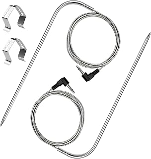 2 Pack Temp Meat Probes for Pit Boss, 3.5 mm Plug Thermometer with 2 Clips | Probe Resist Heat up to 1000°F, Cable Resist Heat up to 718°F, Washable Probe Tip, Food-Grade Stainless Steel, High Accuracy