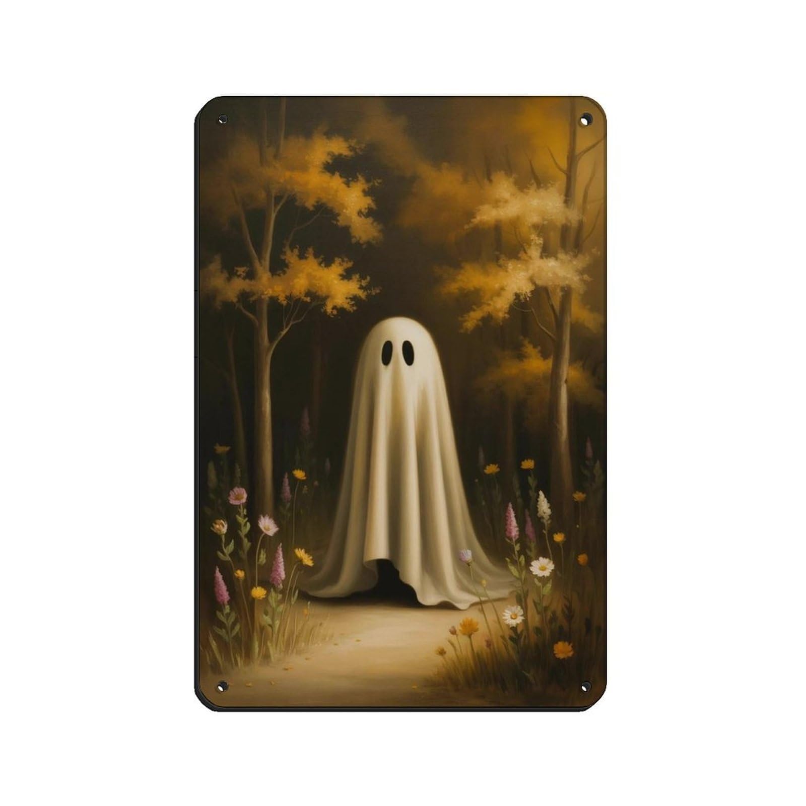 Ghost in The Flower Forest Poster (3) Retro Poster Metal Tin Sign Chic Art Retro Iron Painting Bar People Cave Cafe Family Garage Poster Wall Decoration 8x12inch(20x30cm)