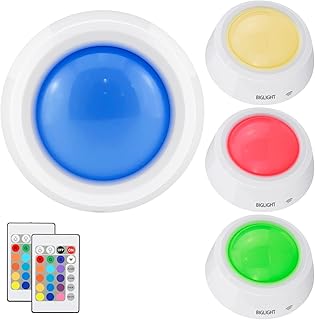 Push Lights, RGB Touch Lights, Battery Operated Closet Light, Wireless Tap Light, LED Puck Lights, Remote Controlled Color Changing Lights, Stick on Voice Level Lights for Classroom, 4 Pack