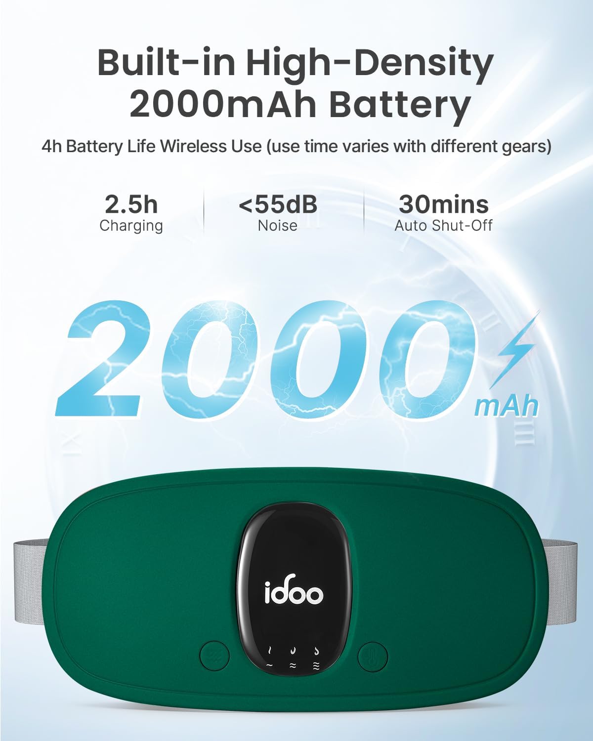 iDOO Travel Heating Pad, FSA HSA Eligible, Portable Heating Pad for Period Cramps with 3 Heat Levels and 3 Massage Modes, Menstrual Heating Pads for Women, Gifts for Girlfriend Mom Wife Women (Green)