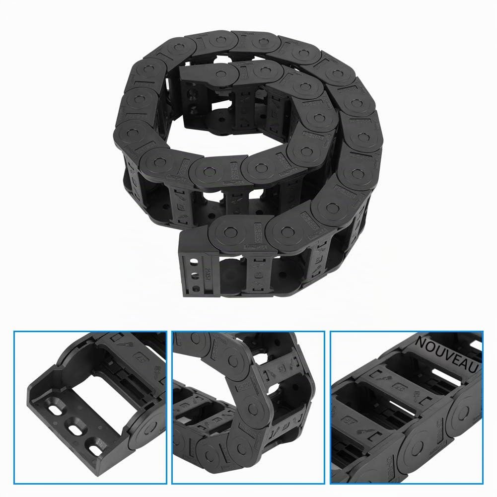 Chaîne porte Câbles 100cm 25 x 57mm Câble Chaîne de Traînage Longue Nylon Noir Ouvrir Chaine de Transmission pour Imprimante 3 Dimensions Machines-outils CNC