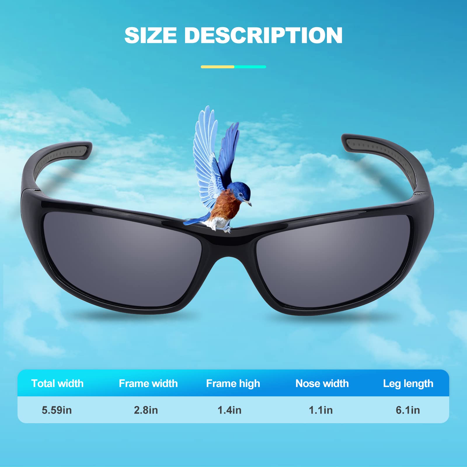 Vimbloom Occhiali da sole Polarizzati da Uomo e Donna Sportivi UV400 Protezione Montatura in Leggera per Guidare, Andare in Bici, Pescare, Ciclismo, Golf VI367