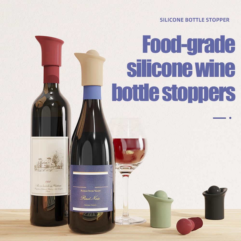 Tapón de vino de silicona para botellas de vino, tapones de vino para botellas de vino, cubierta de botella de sellado para cerveza, champán, cubiertas selladoras de botellas de vidrio, tapones de
