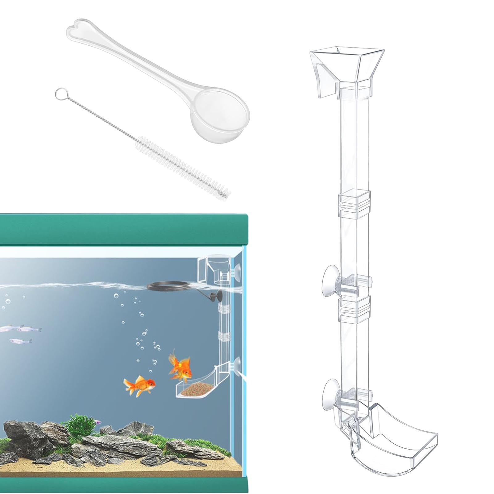 Shrimp Feeding Dish Set, Aquarium Fish Feeder Tube Kit With Cleaning Brush, Acrylic Transparent Shrimp Feeding Tube, Fish Tank Feeding Tube, Transparent Shrimp Feeder