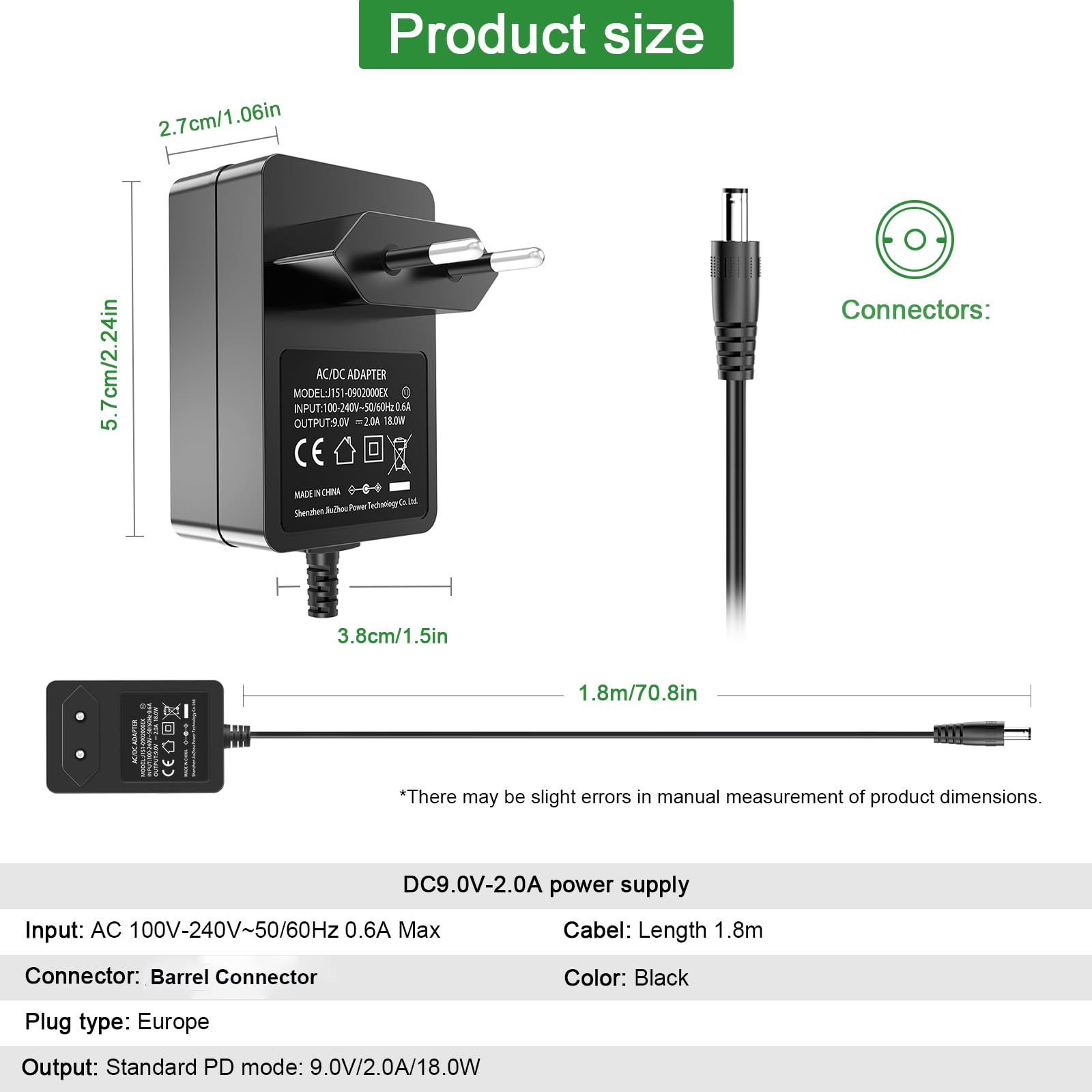 9V 2A Alimentation pour Arduino UNO R3 Crosley Cruiser Portable Turntable Record Player Schwinn Vélo d’Exercice elliptique 270 170 430 470 A10 Medela Pompe dans Le Style