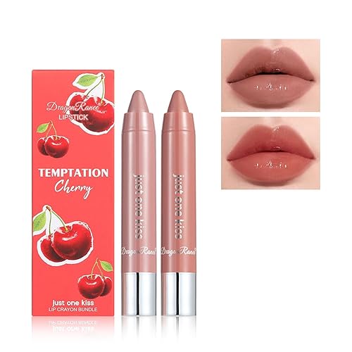 Juego de lápices labiales de crayón acuoso, 2 colores, impermeable, hidratante, lápiz labial cremoso de larga duración para mujeres, juego de