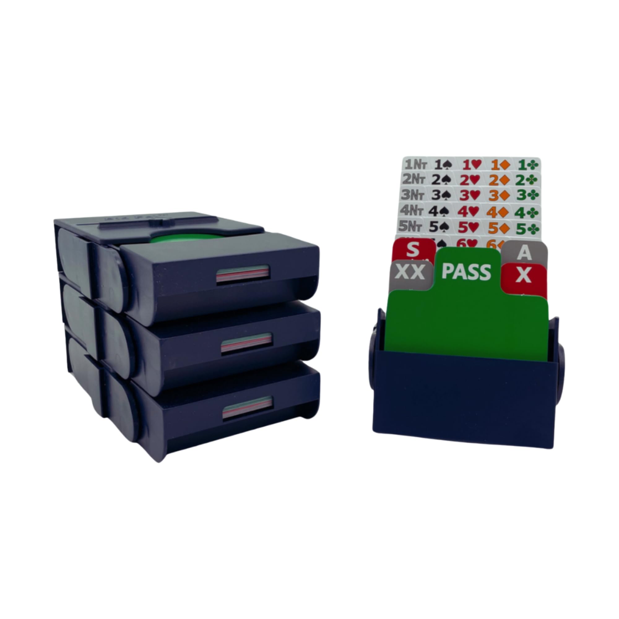 Baron Barclay Bid Pal – Bridge Bidding Devices for The Card Game Bridge – Set of 4 - BidPals - Scoring Info on The Back of Each Card (Blue)