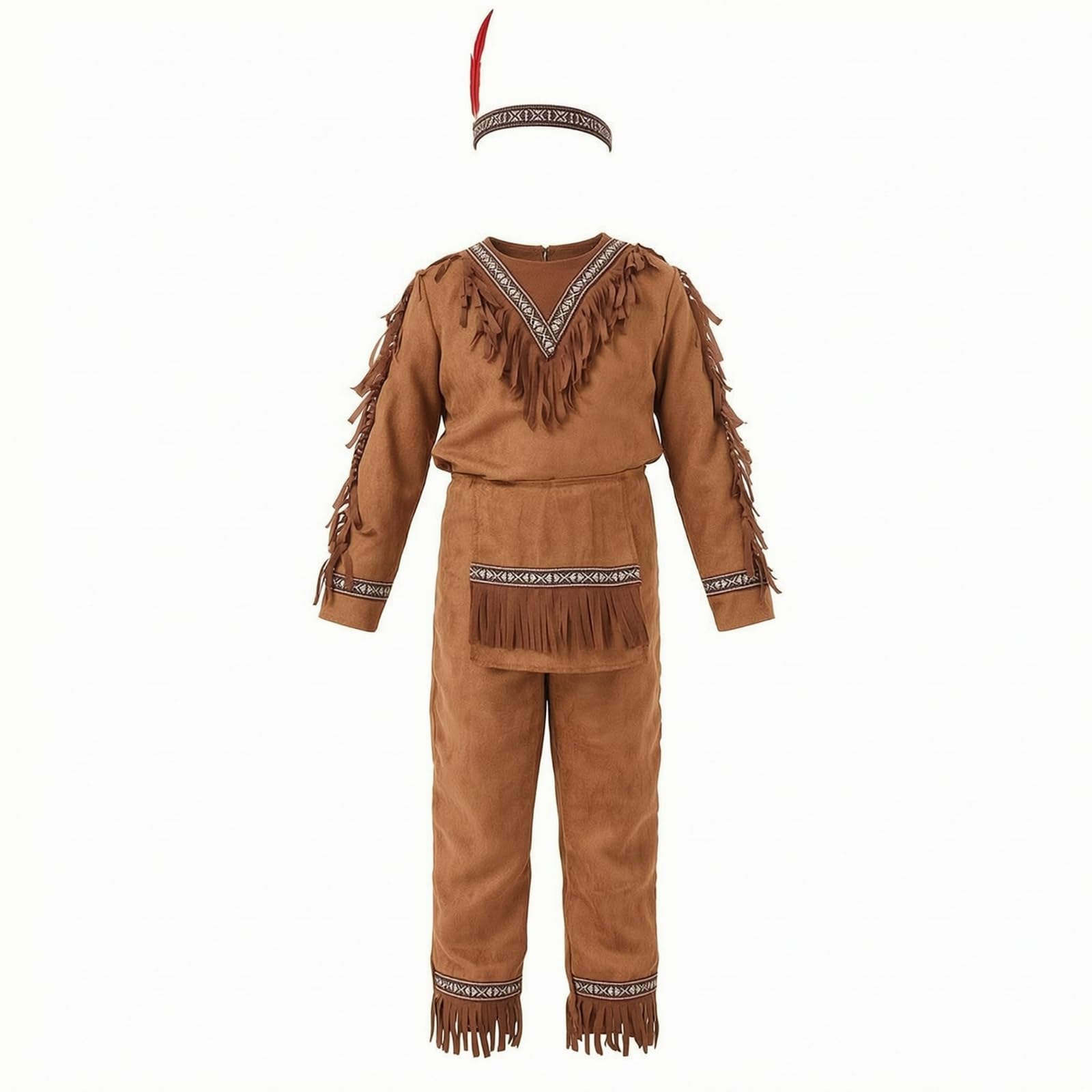Costume con Maa con Frange | in Poliestere Leggero, Completo Pantalone, Scintillante, Travestimento, per Feste a Tema, Haween, Bambine