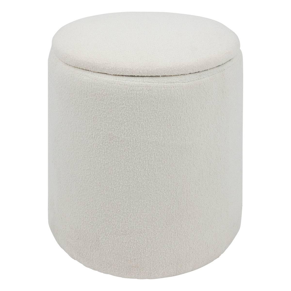 Atmosphera - Pouf Coffre Bouclette kaydi Blanc d35cm