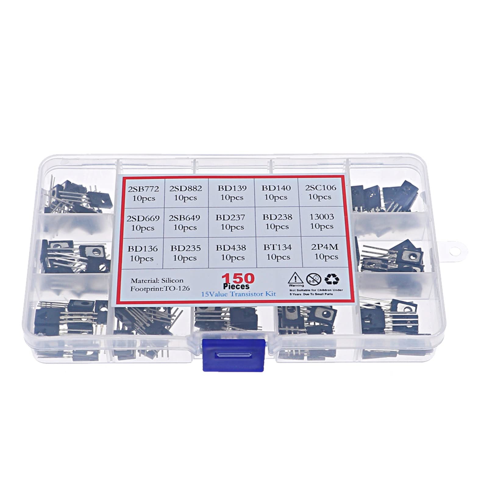 lindawang lin 150 stücke Bis-126. Transistor-Sortimentset Set B772 D882 BD139 BD140 C106 D669 B649 D237 D238 13003 BD136 BD235 BD438 BT134 2P4M Going