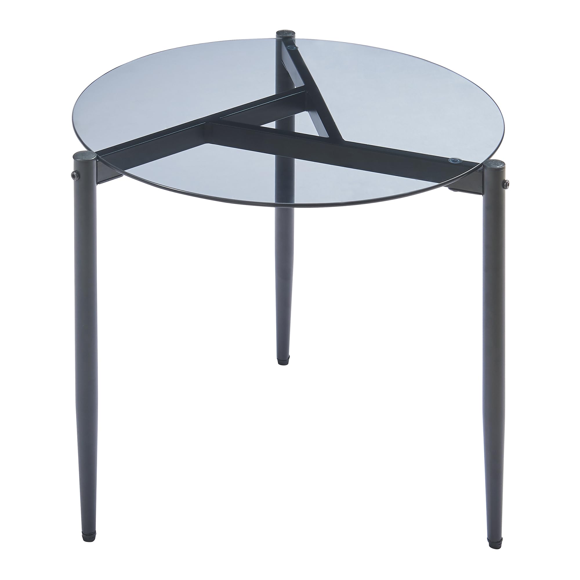 [en.casa] Table d'Appoint avec Plateau Rond en Verre Fumé Petite Table Basse Bout de Canapé Guéridon Chevet pour Salon Chambre Bureau Acier 50 x 50 cm Gris