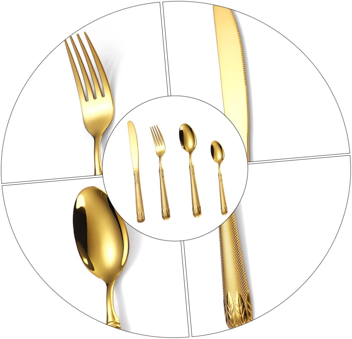 Alipis Household Stainless Steel Cutlery Set Elegant Gold Plated Forks Spoons Knives Dishwasher Safe Utensils for Dining Parties Weddings Picnics